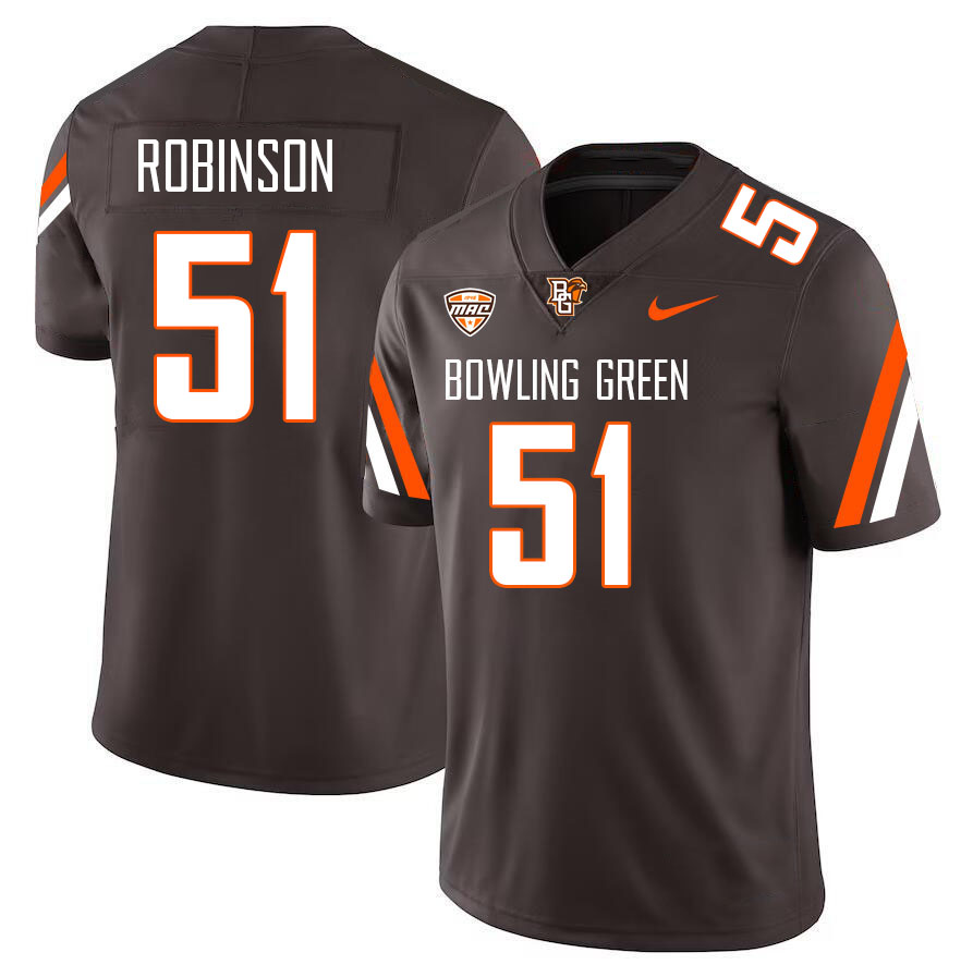 Bowling Green Falcons #51 Dillon Robinson College Football Jerseys Stitched-Brown